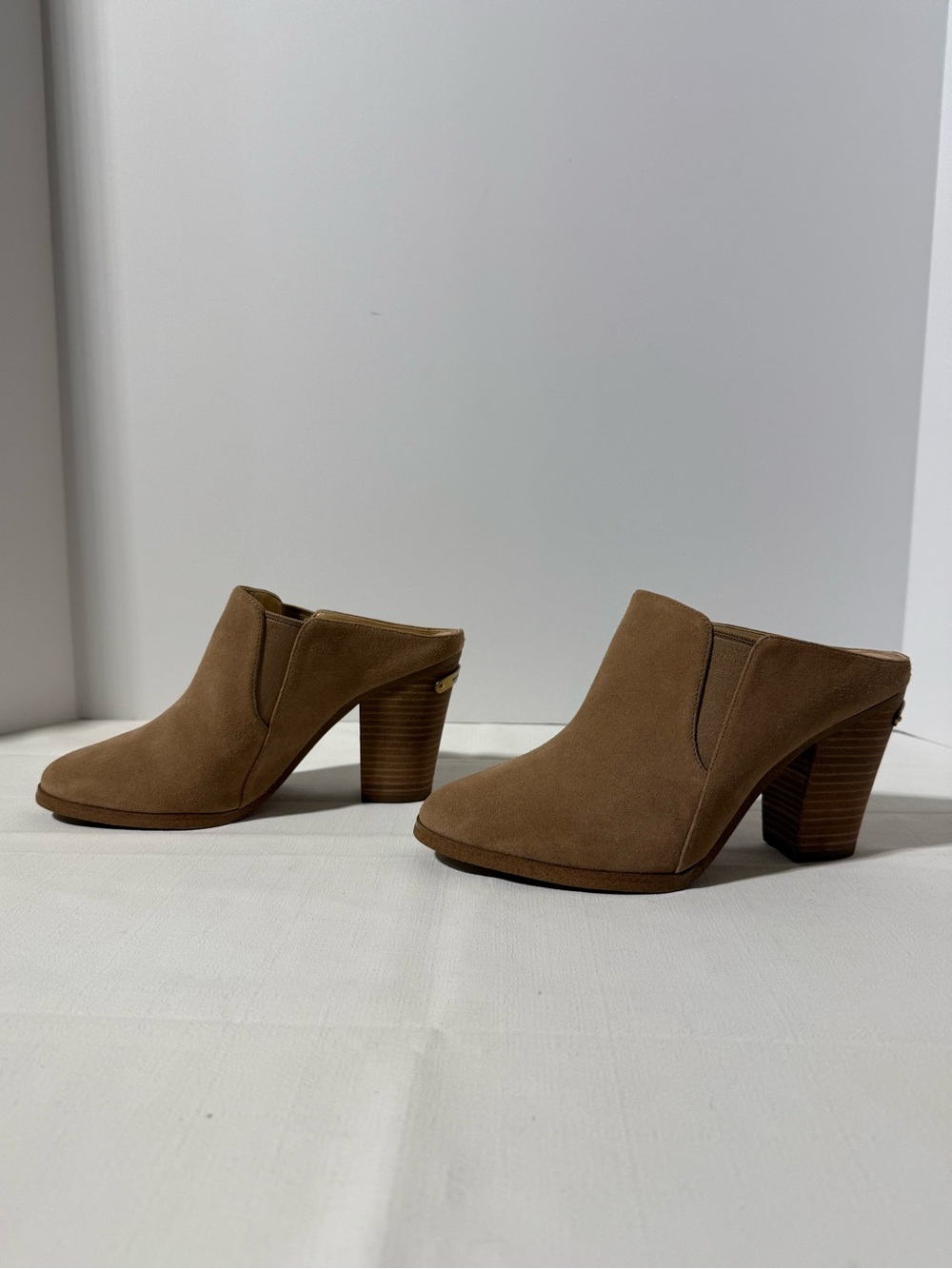 Michael Kors Tan Suede Leather Block Heel Mule Booties - Size 6.5